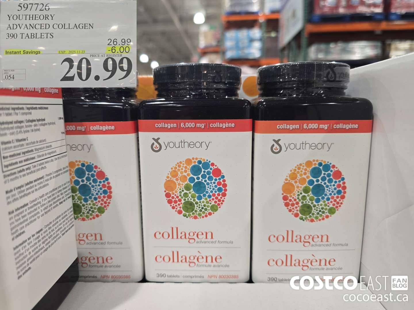 597726 YOUTHEORY ADVANCED COLLAGEN 390 TABLETS ($6.00 INSTANT SAVINGS EXPIRES ON 2025-11-23) $20.99