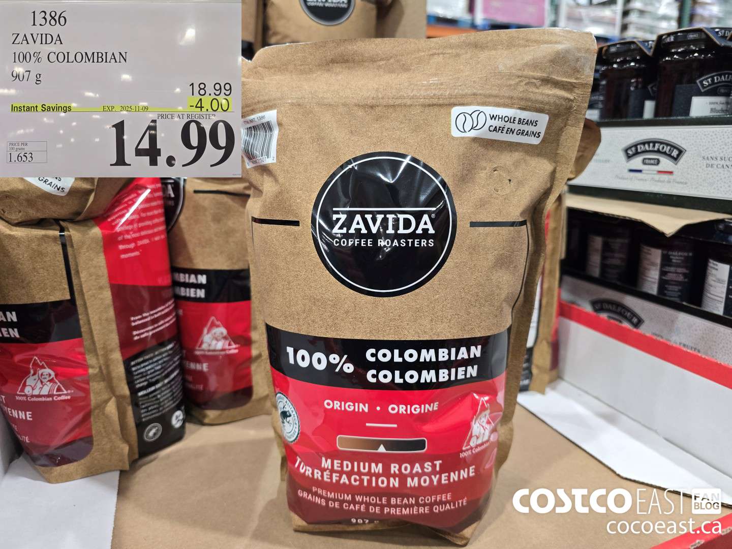 1386 ZAVIDA 100% COLOMBIAN 907 g ($4.00 INSTANT SAVINGS EXPIRES ON 2025-11-09) $14.99