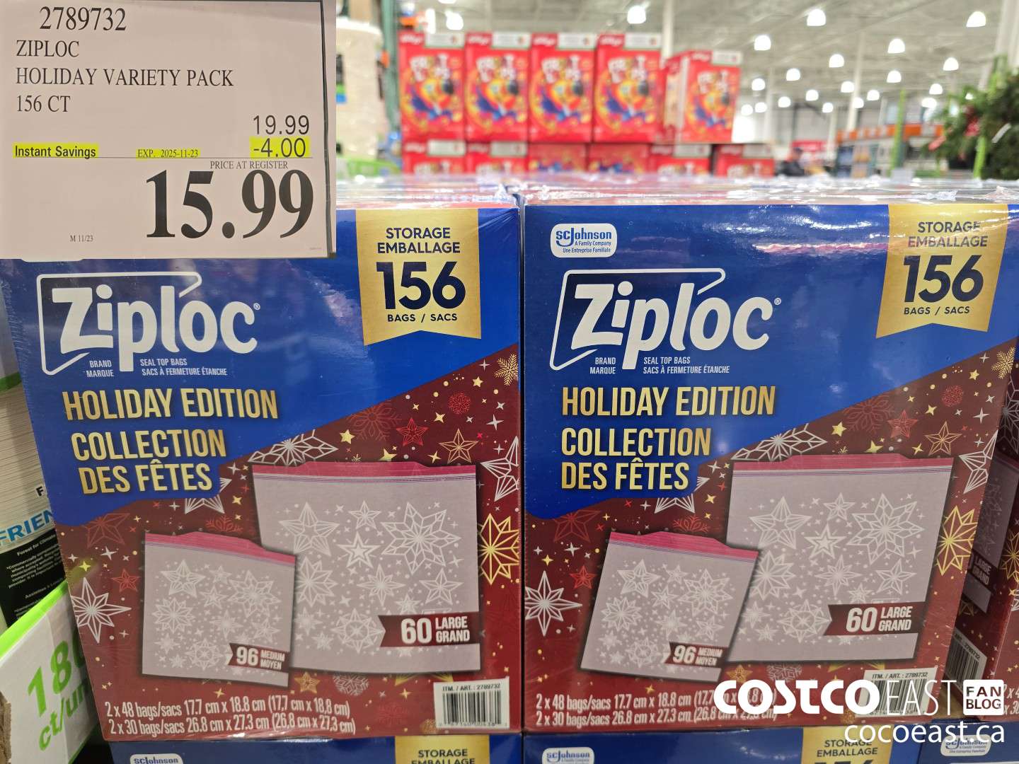 2789732 ZIPLOC HOLIDAY VARIETY PACK 156 CT ($4.00 INSTANT SAVINGS EXPIRES ON 2025-11-23) $15.99