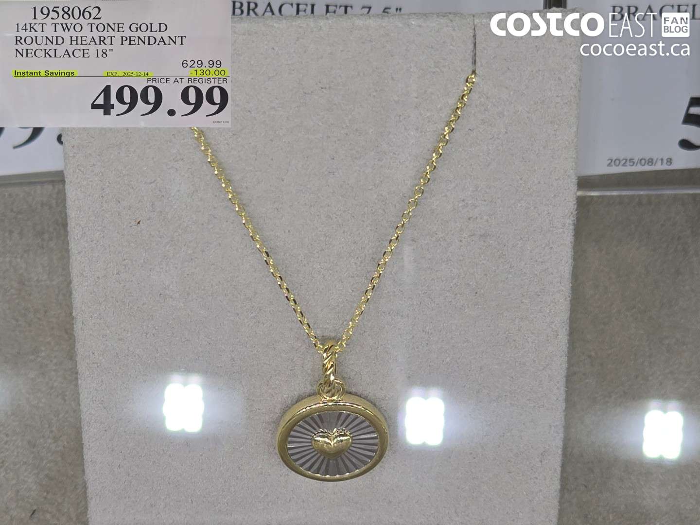 1958062 14KT TWO TONE GOLD ROUND HEART PENDANT NECKLACE 18