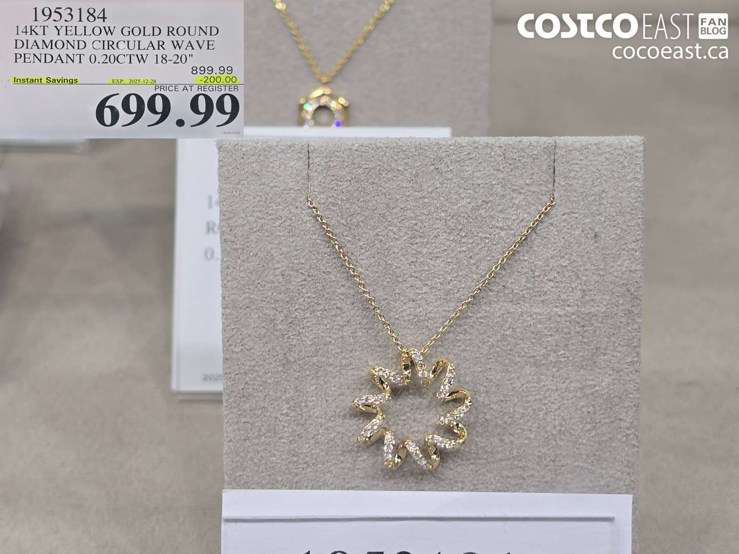 1953184 14KT YELLOW GOLD ROUND DIAMOND CIRCULAR WAVE PENDANT 0.20CTW 18-20