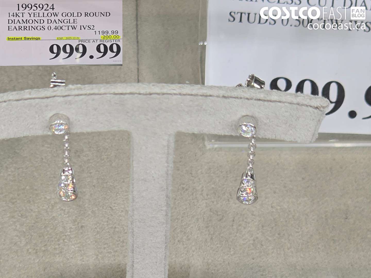 1995924 14KT YELLOW GOLD ROUND DIAMOND DANGLE EARRINGS 0.40CTW IVS2 ($200.00 INSTANT SAVINGS EXPIRES ON 2025-12-21) $999.99