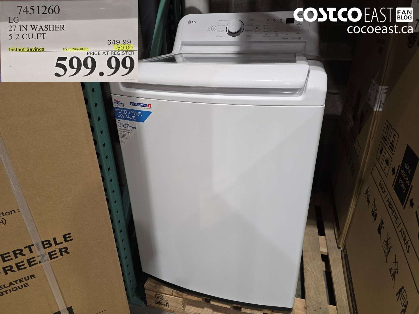7451260 27 IN WASHER 5.2 CU.FT ($50.00 INSTANT SAVINGS EXPIRES ON 2026-01-07) $599.99