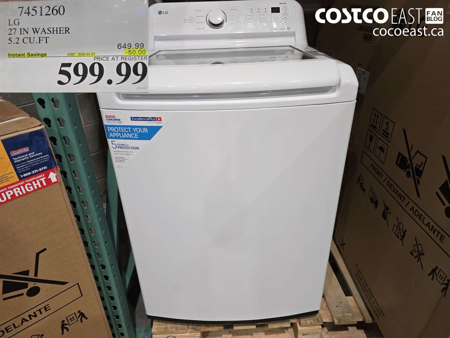 7451260 27 IN WASHER 5.2 CU.FT ($50.00 INSTANT SAVINGS EXPIRES ON 2026-01-07) $599.99