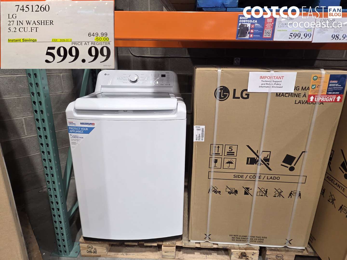 7451260 27 IN WASHER 5.2 CU.FT ($50.00 INSTANT SAVINGS EXPIRES ON 2026-01-11) $599.99