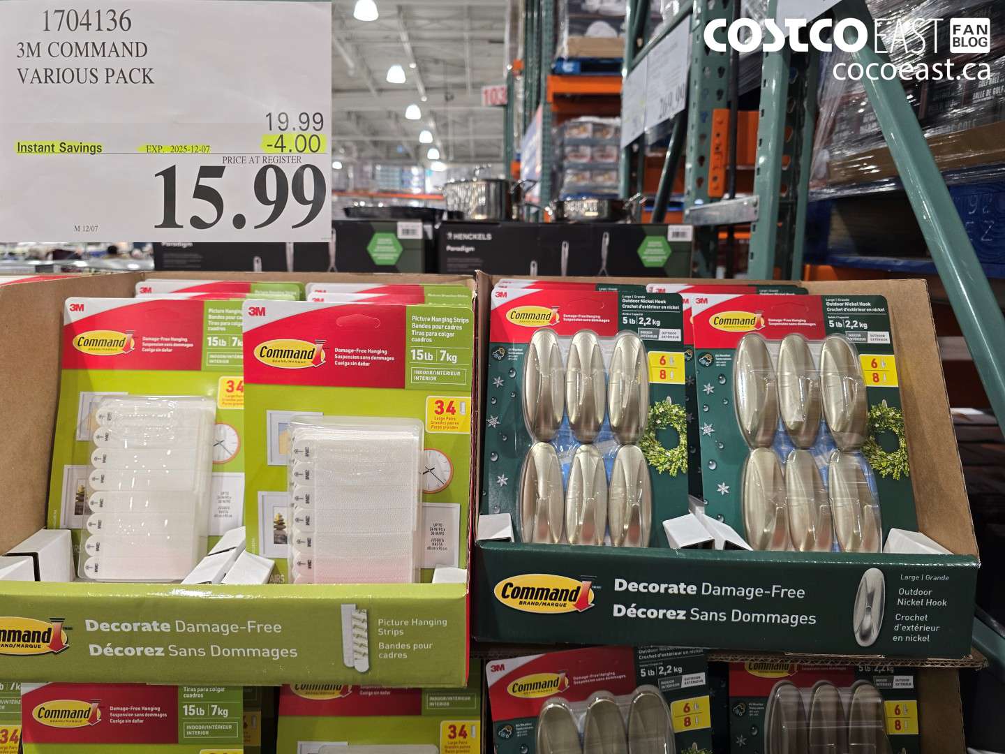 1704136 3M COMMAND VARIOUS PACK ($4.00 INSTANT SAVINGS EXPIRES ON 2025-12-07) $15.99