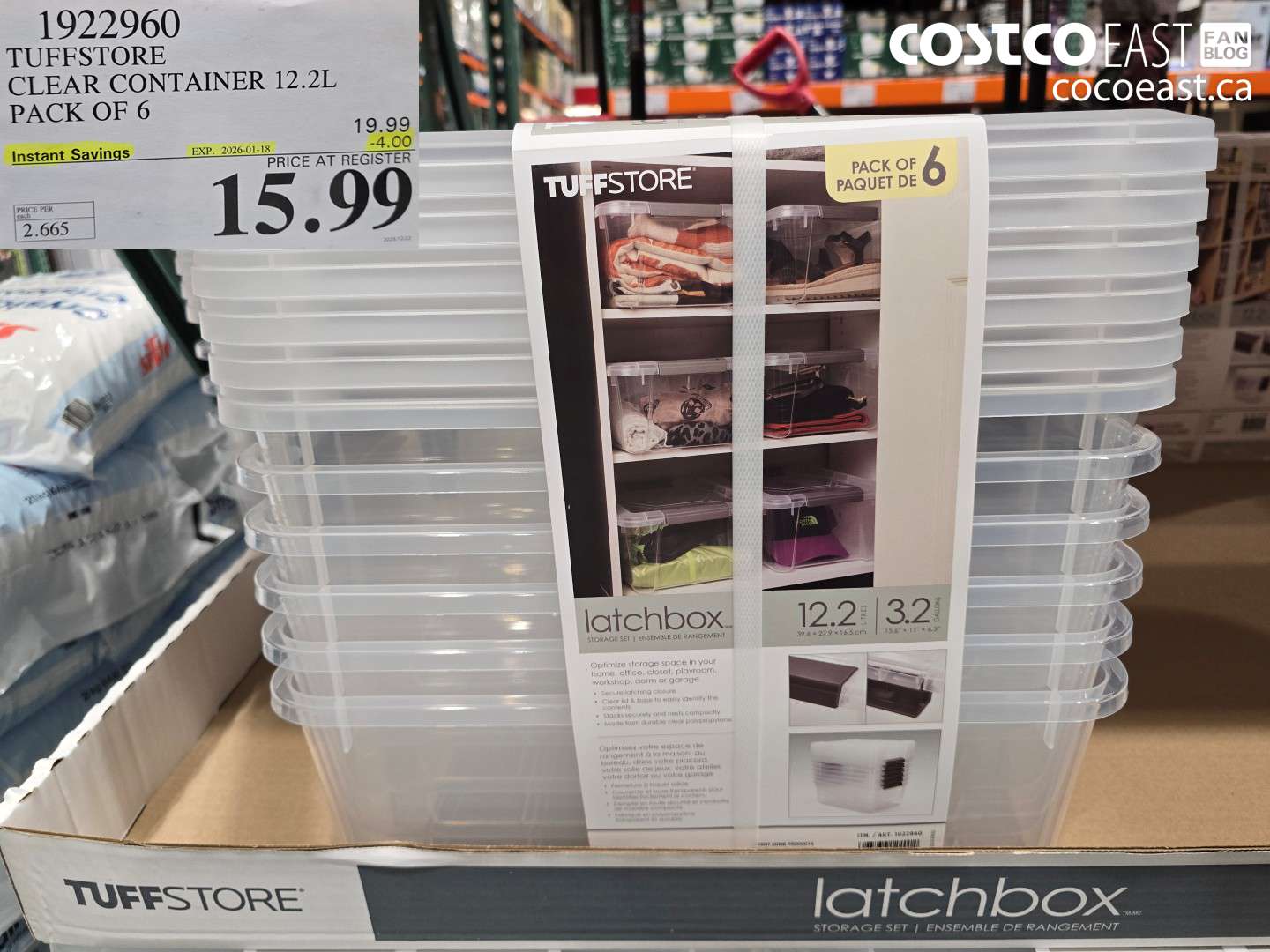 1922960 ACCENT CLEAR CONTAINER 12.2 L PACK OF 6 ($4.00 INSTANT SAVINGS EXPIRES ON 2026-01-18) $15.99