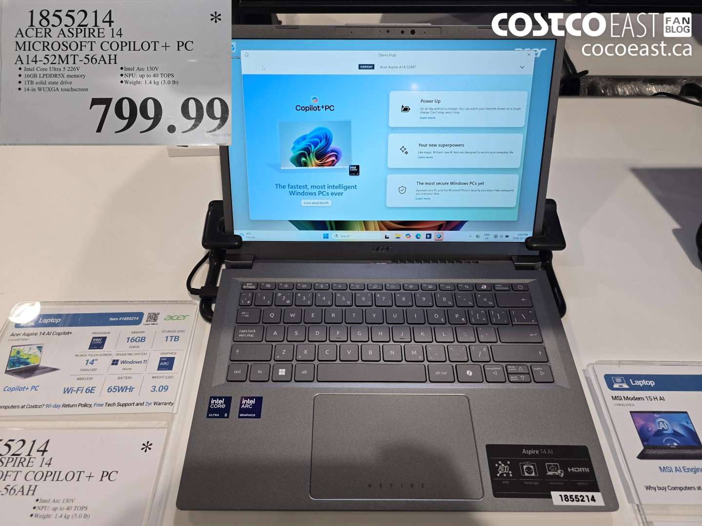 1855214 ACER ASPIRE 14 MICROSOFT COPILOT+ PC A14-52MT-56AH $799.99