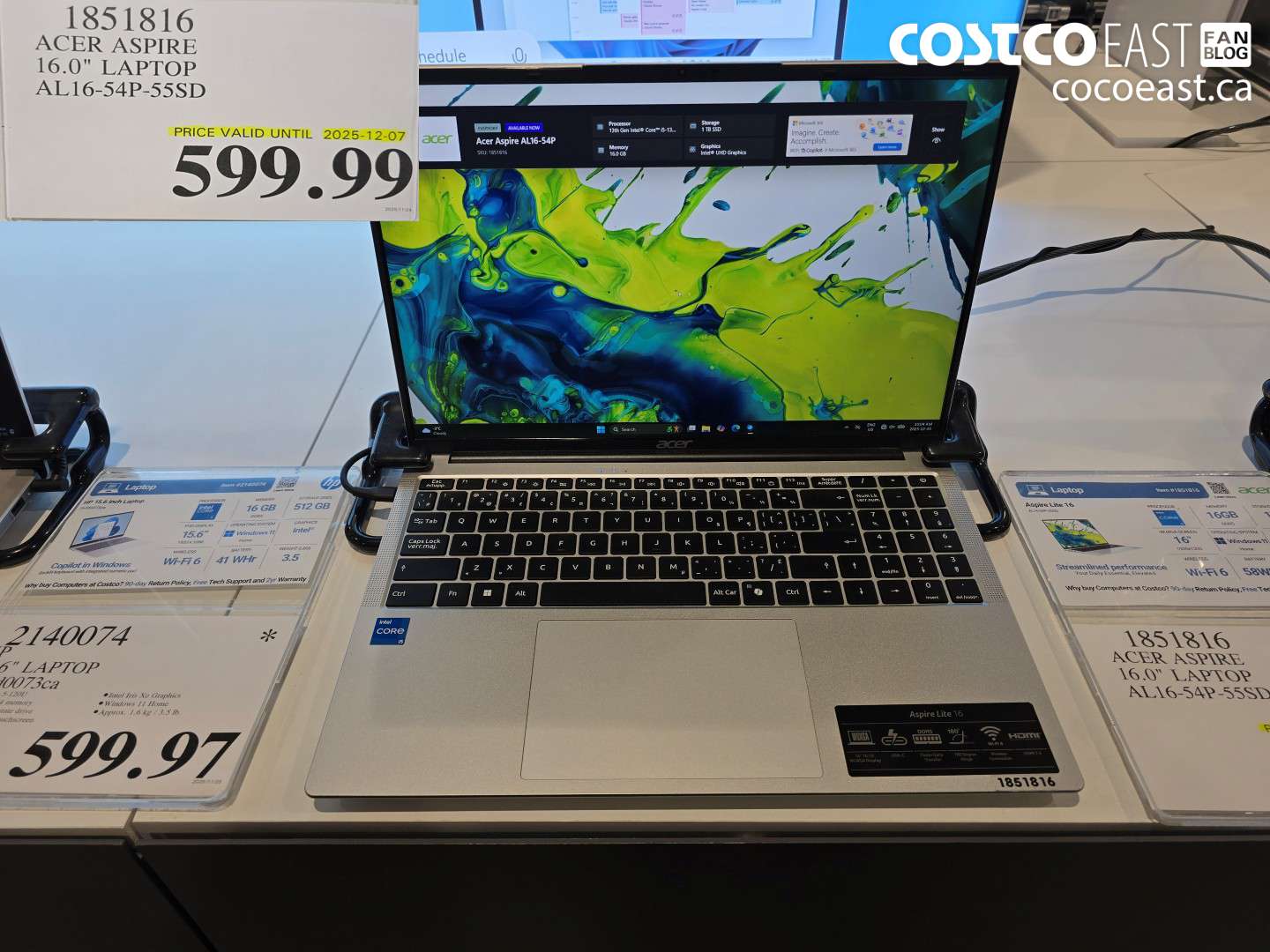 1851816 ACER ASPIRE 16.0° LAPTOP AL16-54P-55SD $599.99