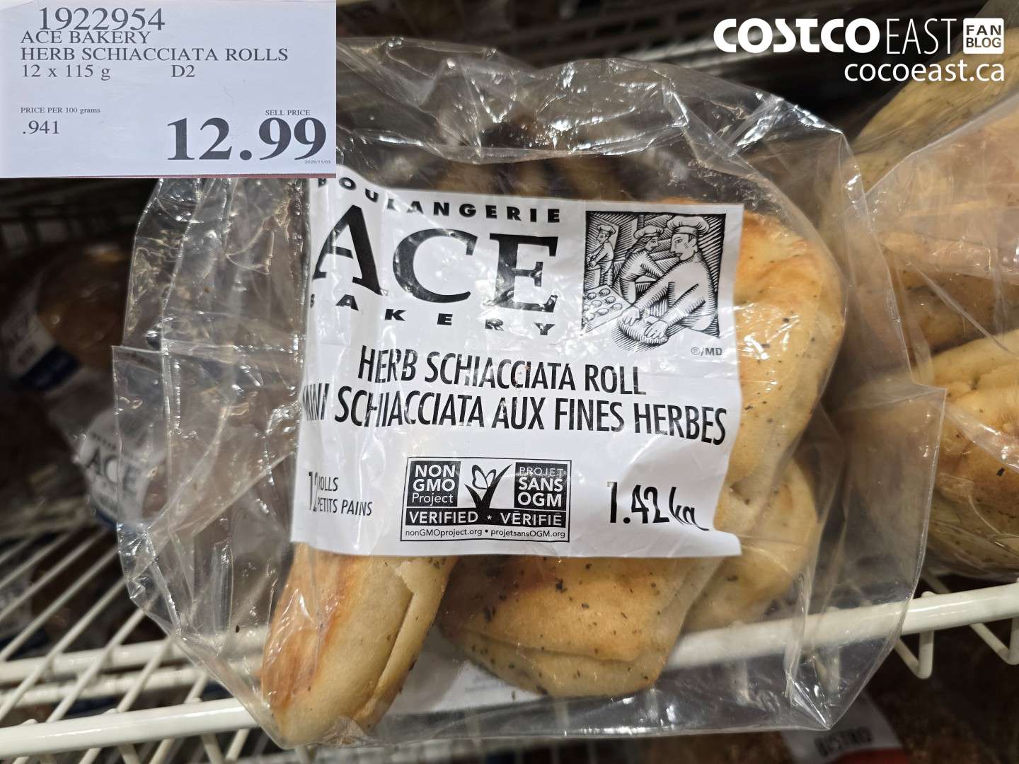 1922954 ACE BAKERY HERB SCHIACCIATA ROLLS 12 X 115 G $12.99