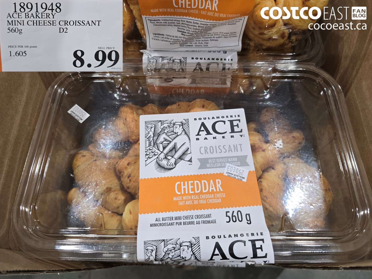 1891948 ACE BAKERY MINI CHEESE CROISSANT 560 G $8.99
