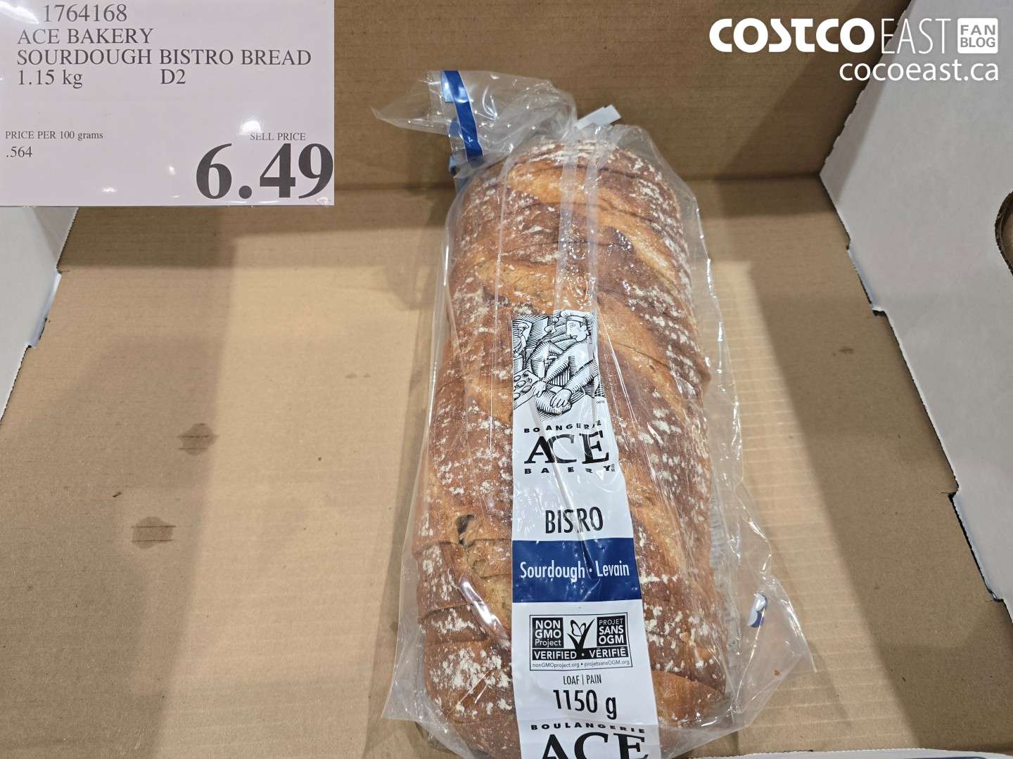 1764168 ACE BAKERY SOURDOUGH BISTRO BREAD 1.15 KG $6.49