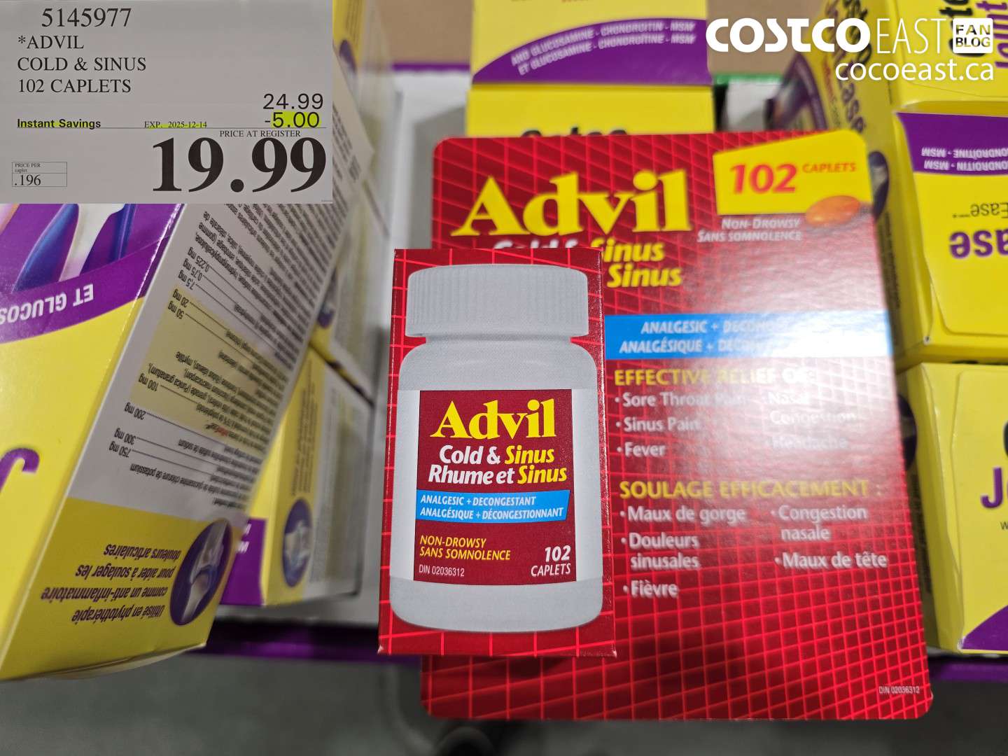 5145977 ADVIL COLD & SINUS 102 CAPLETS ($5.00 INSTANT SAVINGS EXPIRES ON 2025-12-14) $19.99