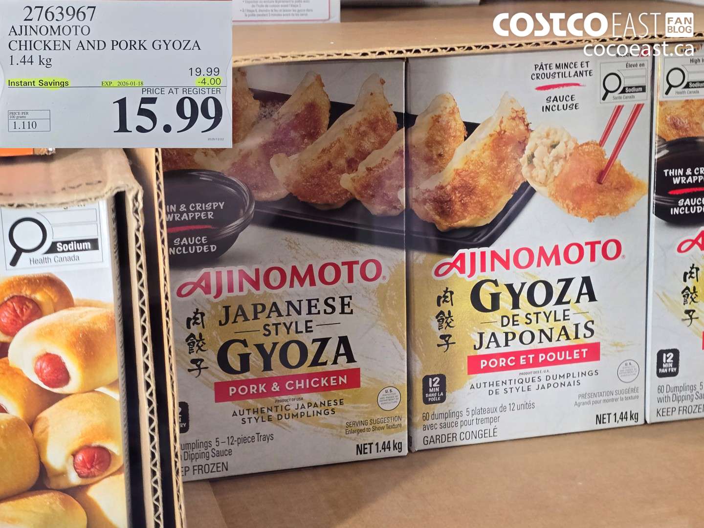2163967 AJINOMOTO CHICKEN AND PORK GYOZA 1.44 KG ($4.00 INSTANT SAVINGS EXPIRES ON 2026-01-18) $15.99