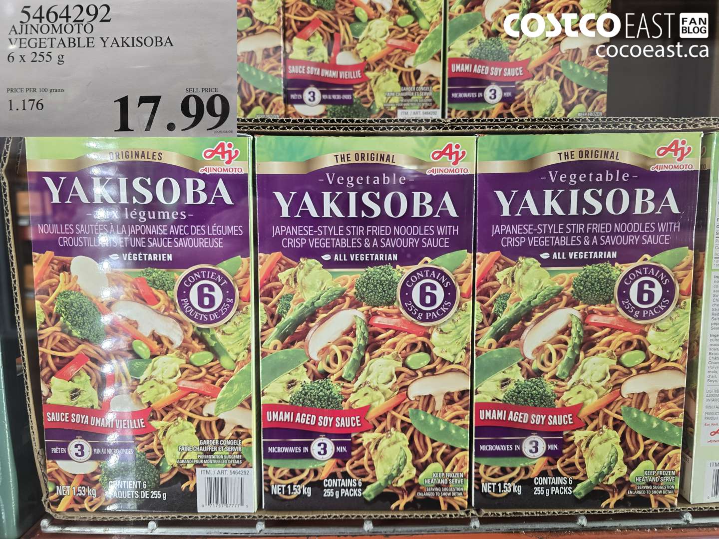 5464292 AJINOMOTO VEGETABLE YAKISOBA 6 x 255 G $17.99