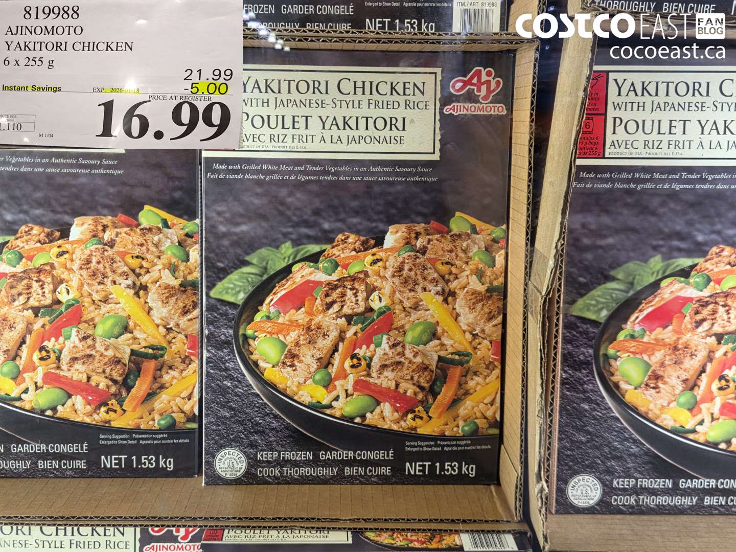 819988 AJINOMOTO YAKITORI CHICKEN 6 X 255 G ($5.00 INSTANT SAVINGS EXPIRES ON 2026-01-18) $16.99