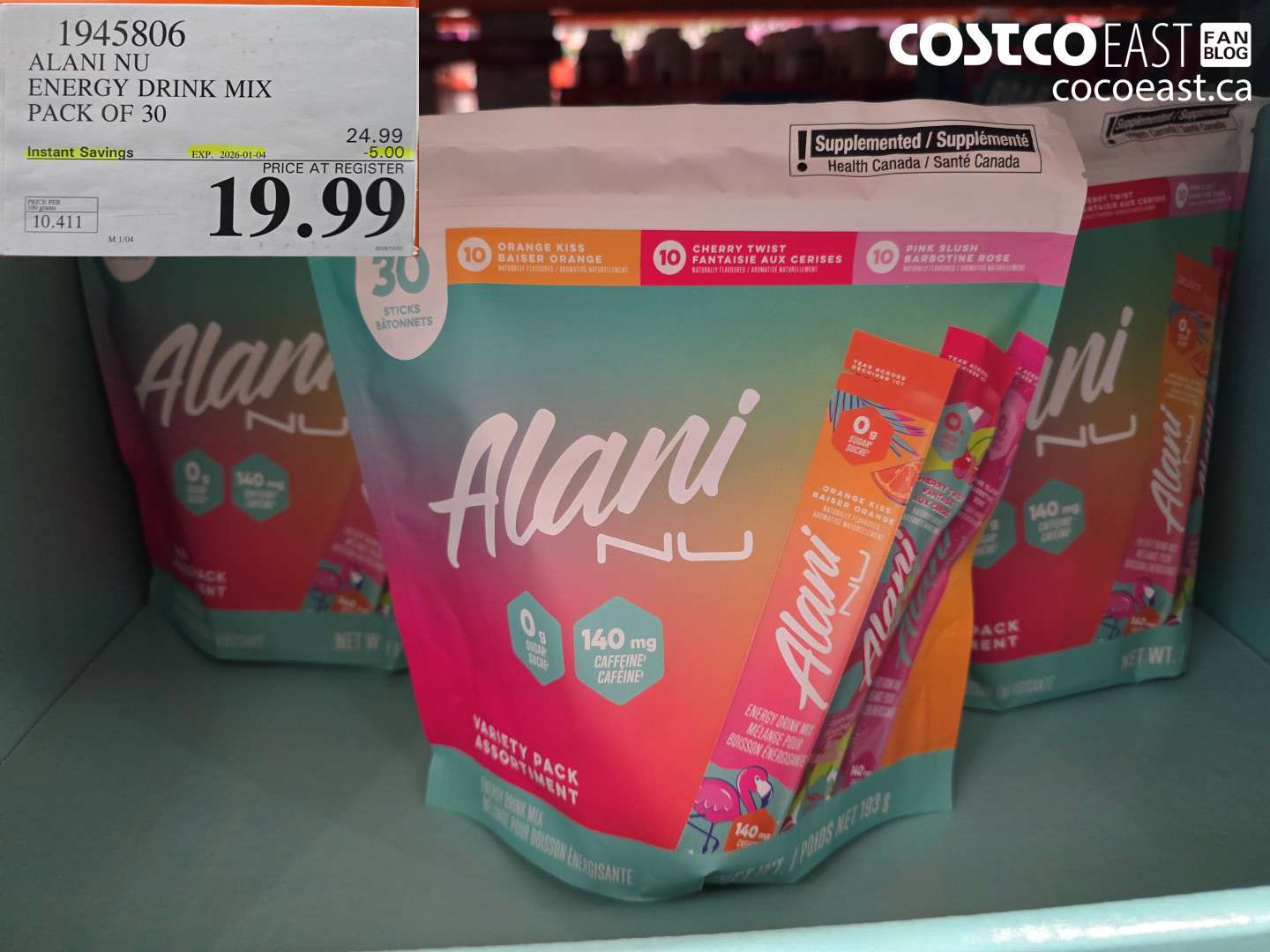 1945806 ALANI NU ENERGY DRINK MIX PACK OF 30 ($5.00 INSTANT SAVINGS EXPIRES ON 2026-01-04) $19.99