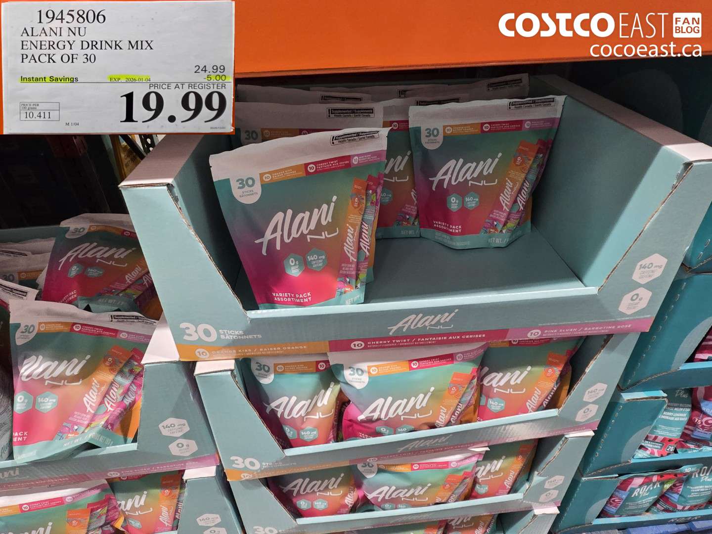 1945806 ALANI NU ENERGY DRINK MIX PACK OF 30 ($5.00 INSTANT SAVINGS EXPIRES ON 2026-01-04) $19.99