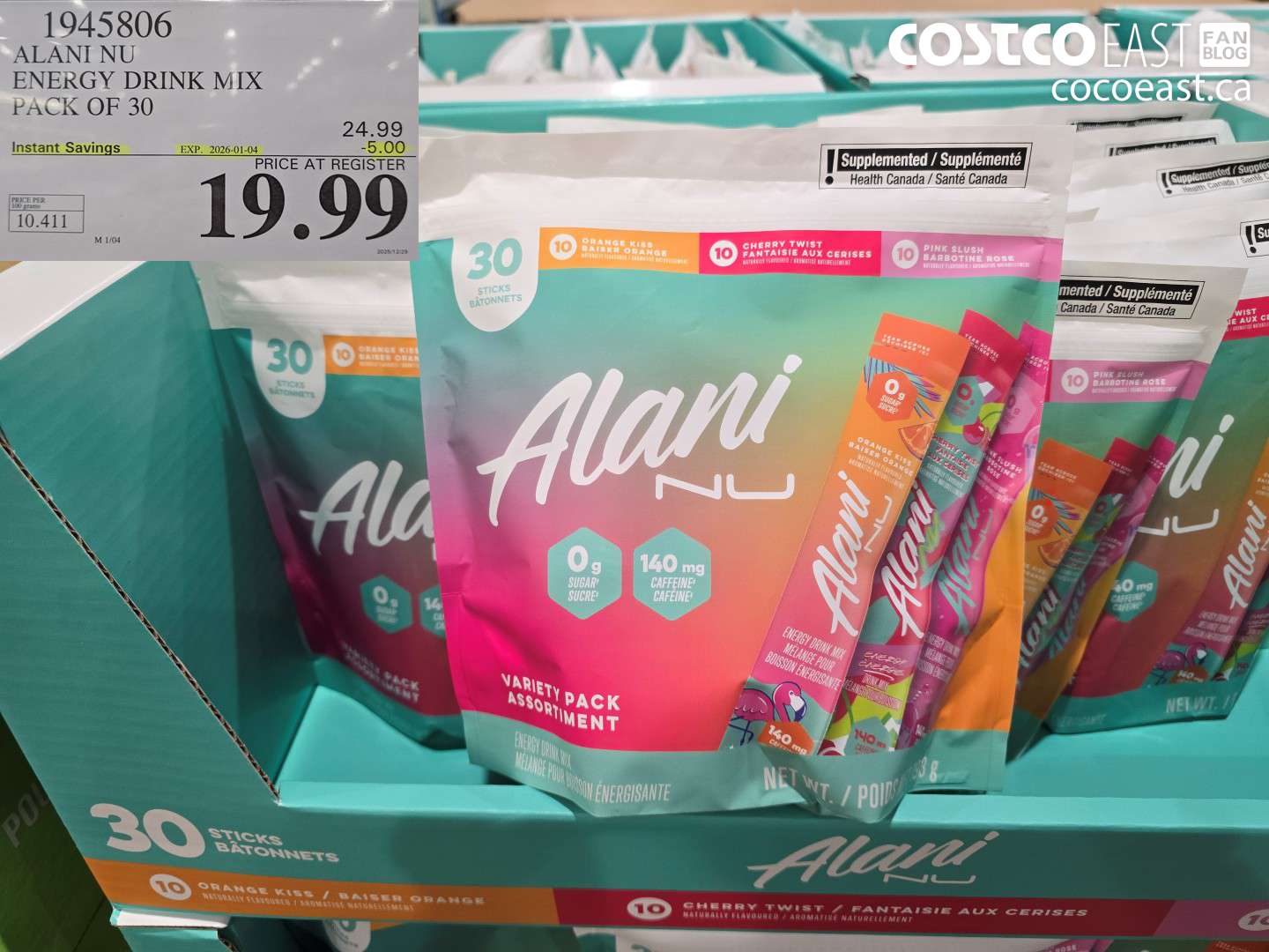 1945806 ALANI NU ENERGY DRINK MIX PACK OF 30 ($5.00 INSTANT SAVINGS EXPIRES ON 2026-01-04) $19.99