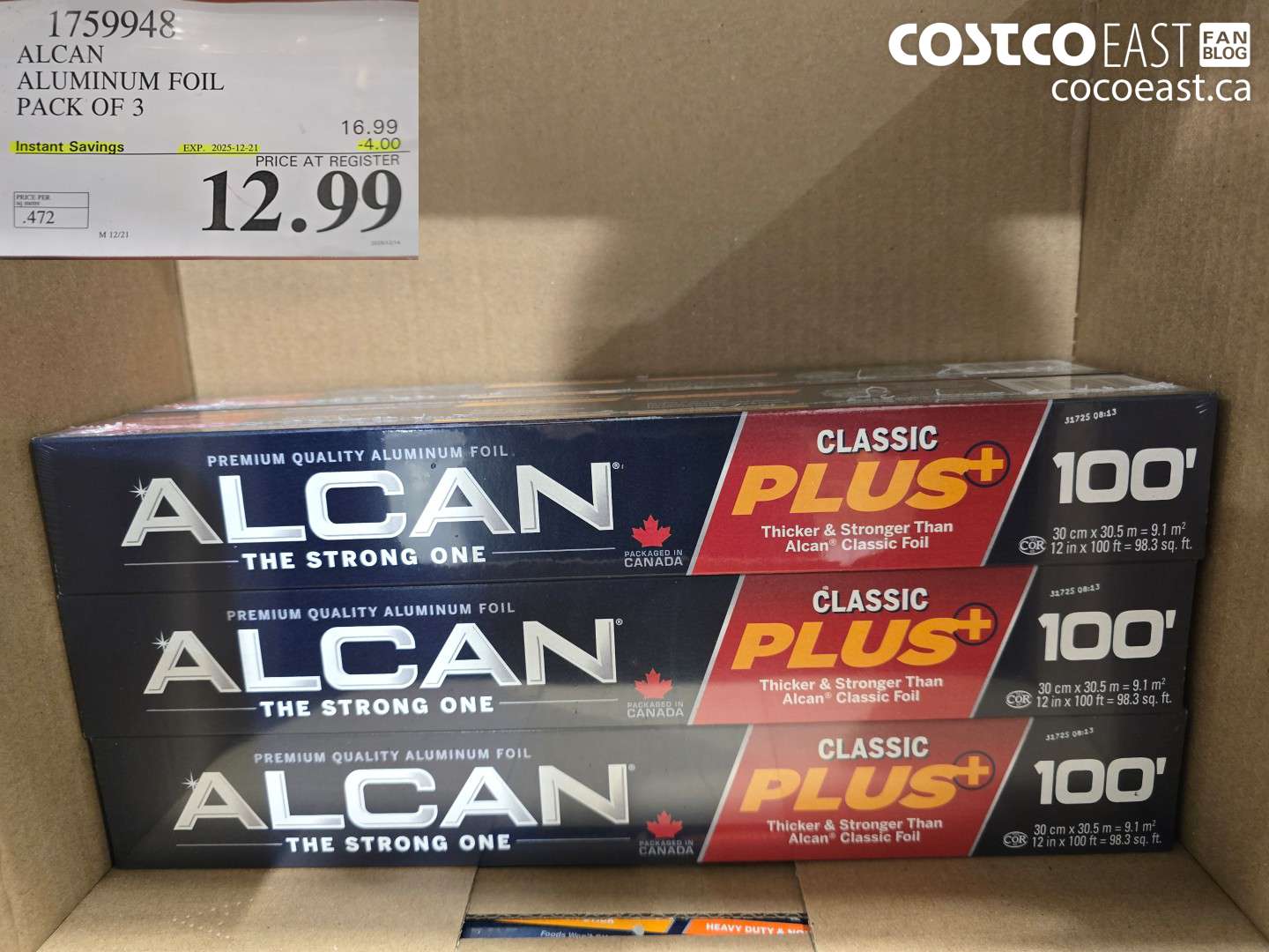 1759948 ALCAN ALUMINUM FOIL PACK OF 3 ($4.00 INSTANT SAVINGS EXPIRES ON 2025-12-21) $12.99