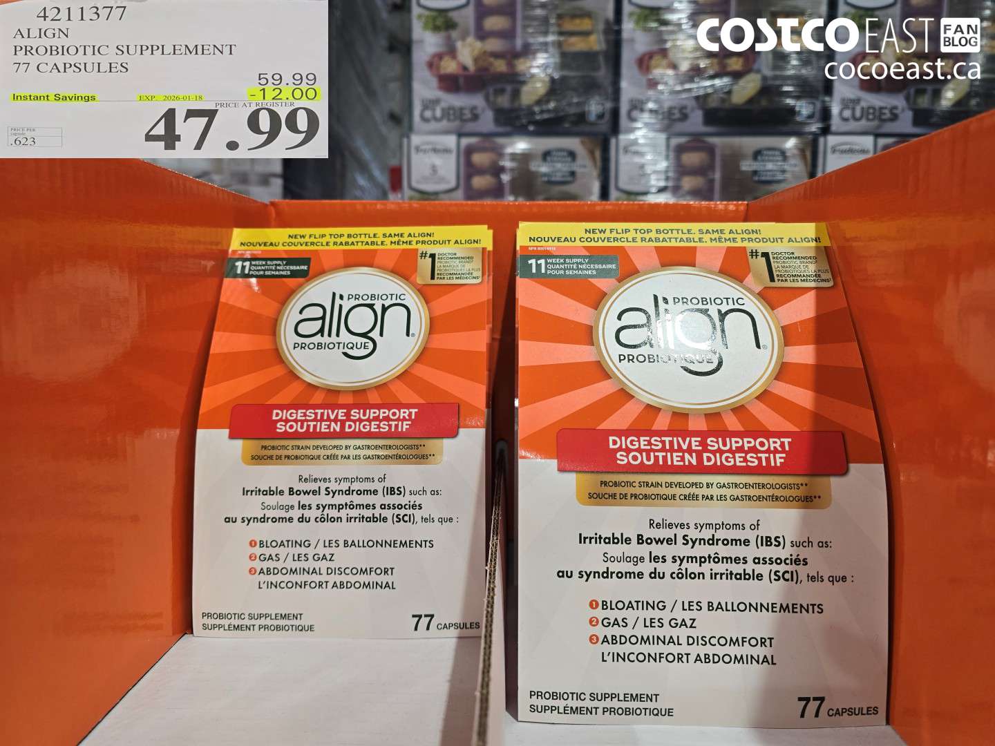 4211377 ALIGN PROBIOTIC SUPPLEMENT 77 CAPSULES ($12.00 INSTANT SAVINGS EXPIRES ON 2026-01-18) $47.99