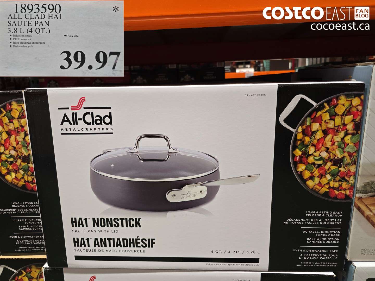 1893590 ALL CLAD HA1 SAUTE PAN 3.8 L (4 QT.) $39.97