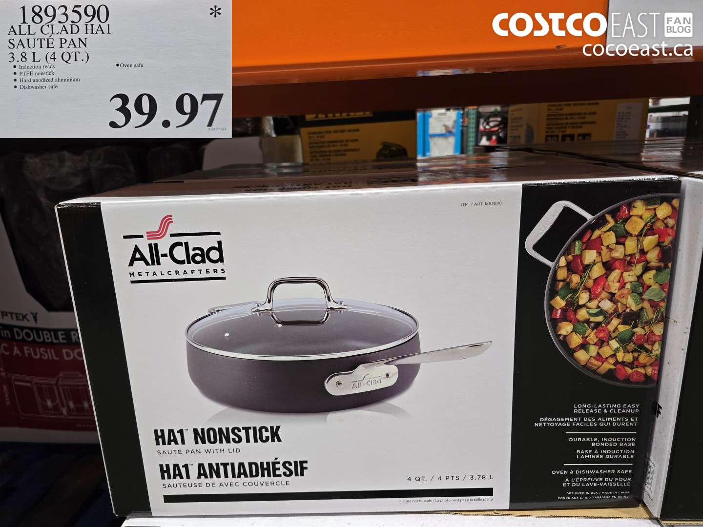 1893590 ALL CLAD HA1 SAUTE PAN 3.8 L (4 QT.) $39.97