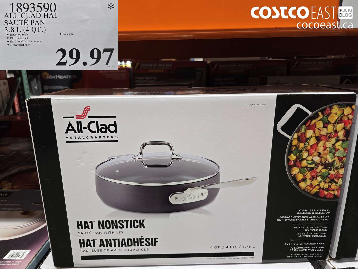 1893590 ALL CLAD HA1 SAUTE PAN 3.8 L (4 QT.) $29.97