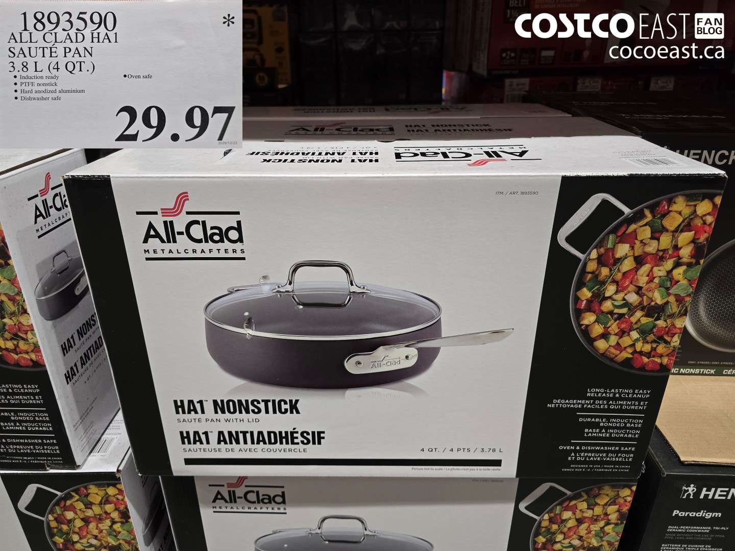 1893590 ALL CLAD HA1 SAUTE PAN 3.8 L (4 QT.) $29.97