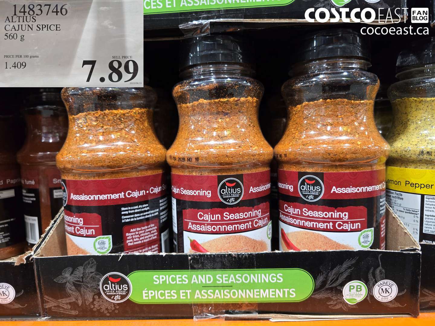 1483746 ALTIUS CAJUN SPICE 560 G $7.89