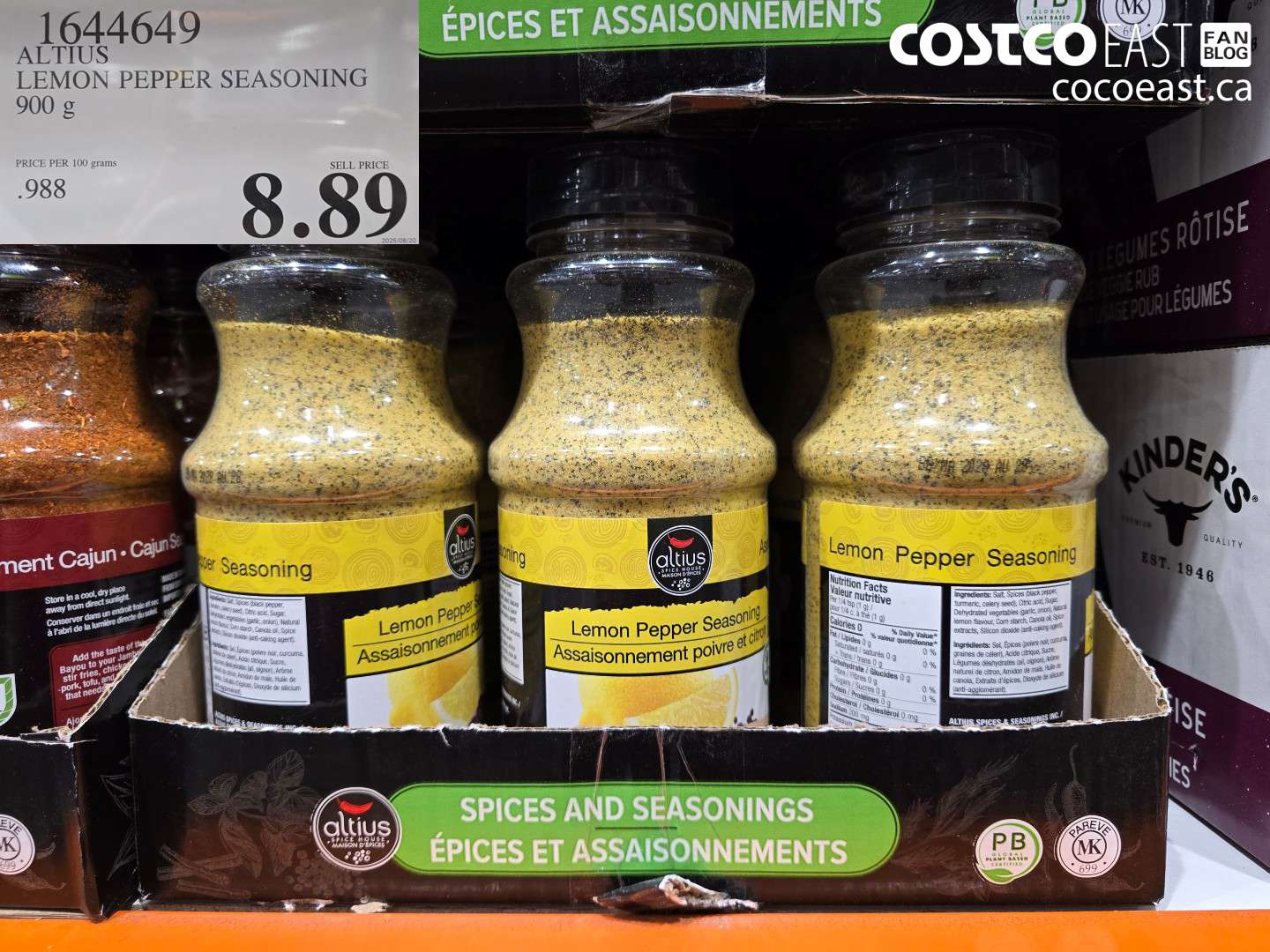 1644649 ALTIUS LEMON PEPPER SEASONING 900 g $8.89