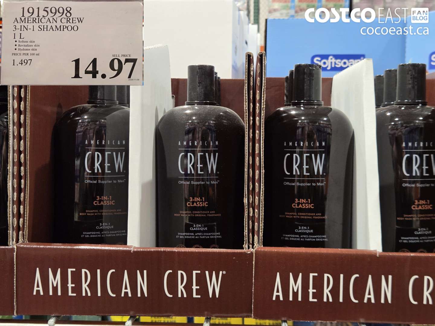 1915998 AMERICAN CREW 3-IN-1 SHAMPOO 1 L $14.97