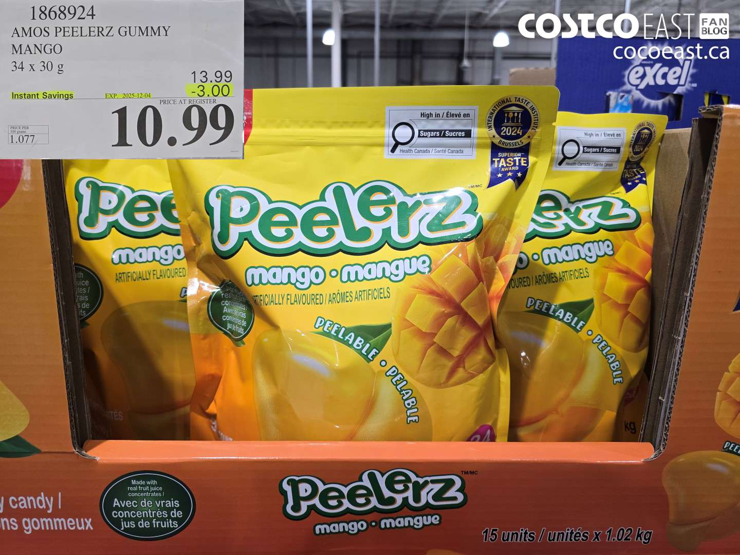 1868924 AMOS PEELERZ MANGO GUMMY 34 x 30g ($3.00 INSTANT SAVINGS EXPIRES ON 2025-12-04) $10.99