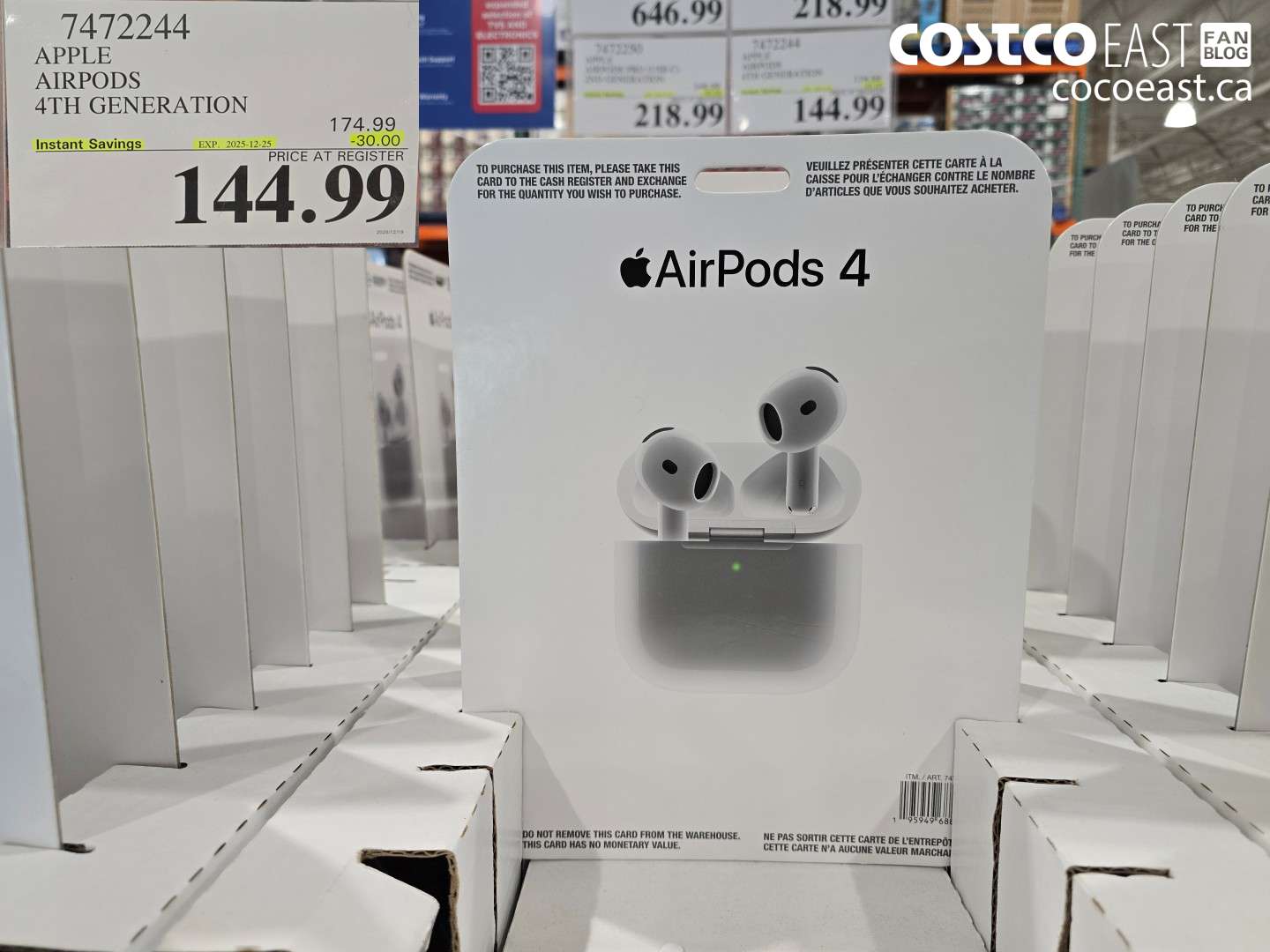 7472244 APPLE AIRPODS 4TH GENERATION ($30.00 INSTANT SAVINGS EXPIRES ON 2025-12-25) $144.99