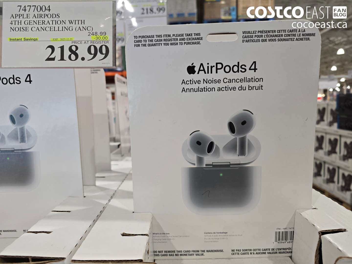7477004 APPLE AIRPODS 4TH GENERATION WITH NOISE CANCELLING (ANC) ($30.00 INSTANT SAVINGS EXPIRES ON 2025-12-25) $218.99