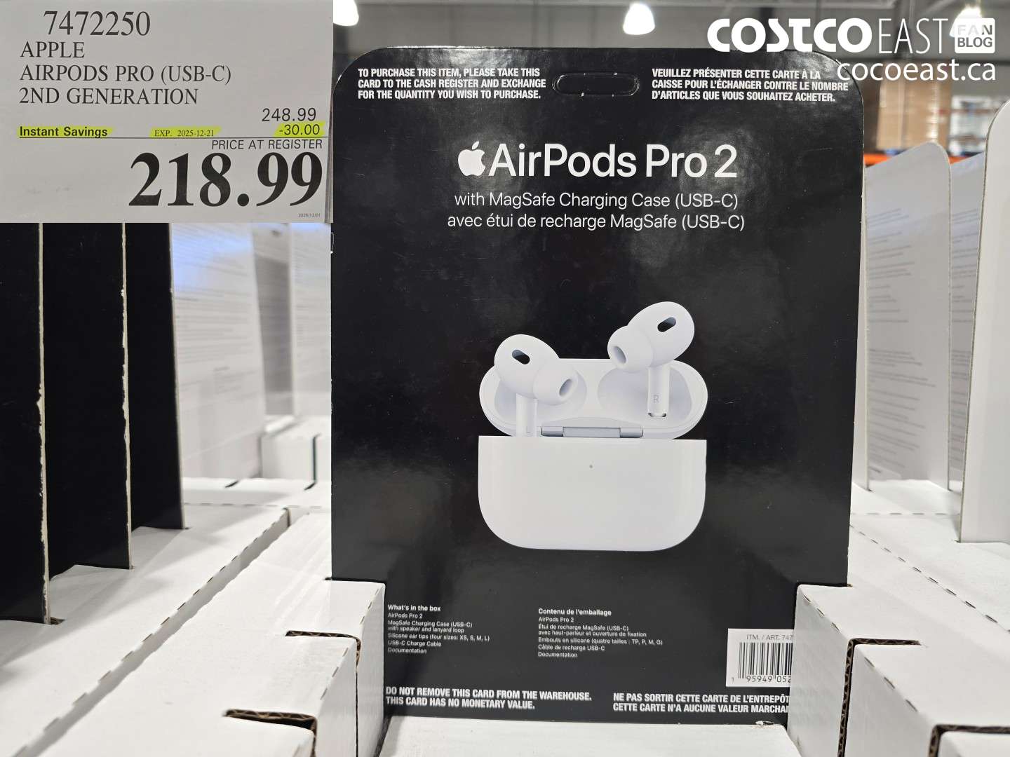 7472250 APPLE AIRPODS PRO (USB-C) 2ND GENERATION ($30.00 INSTANT SAVINGS EXPIRES ON 2025-12-21) $218.99