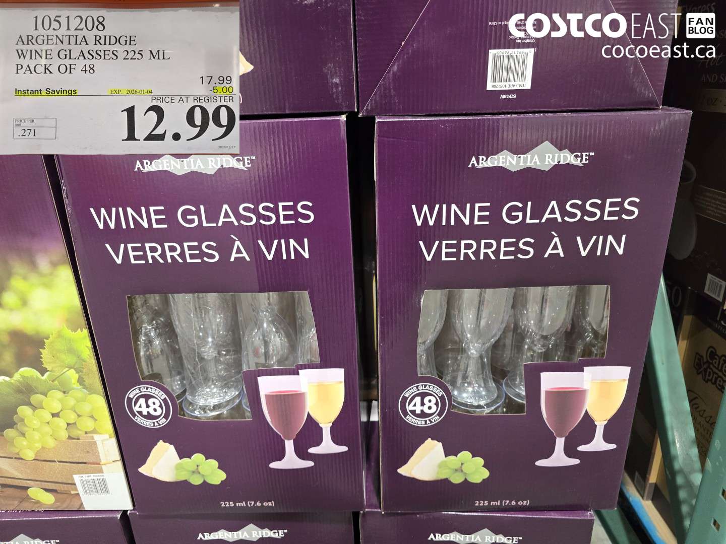 1051208 ARCENTIA RIDGE WINE GLASSES 225 ML PACK OF 48 ($5.00 INSTANT SAVINGS EXPIRES ON 2026-01-04) $12.99