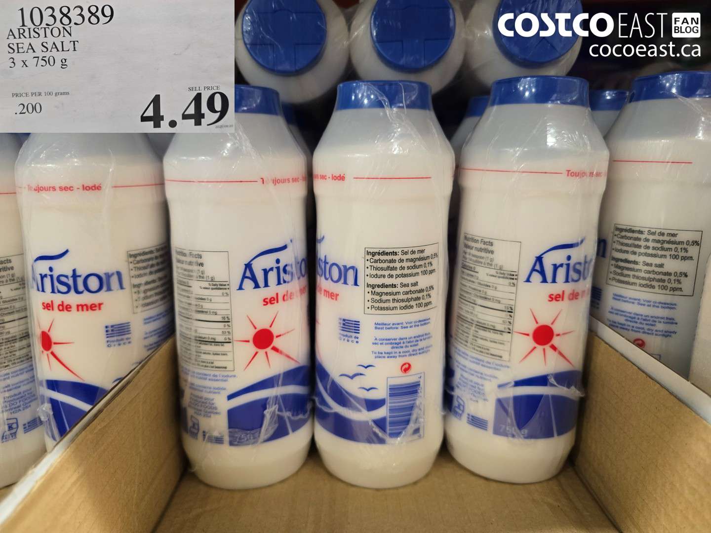 1038389 ARISTON SEA SALT 3 x 750 g $4.49