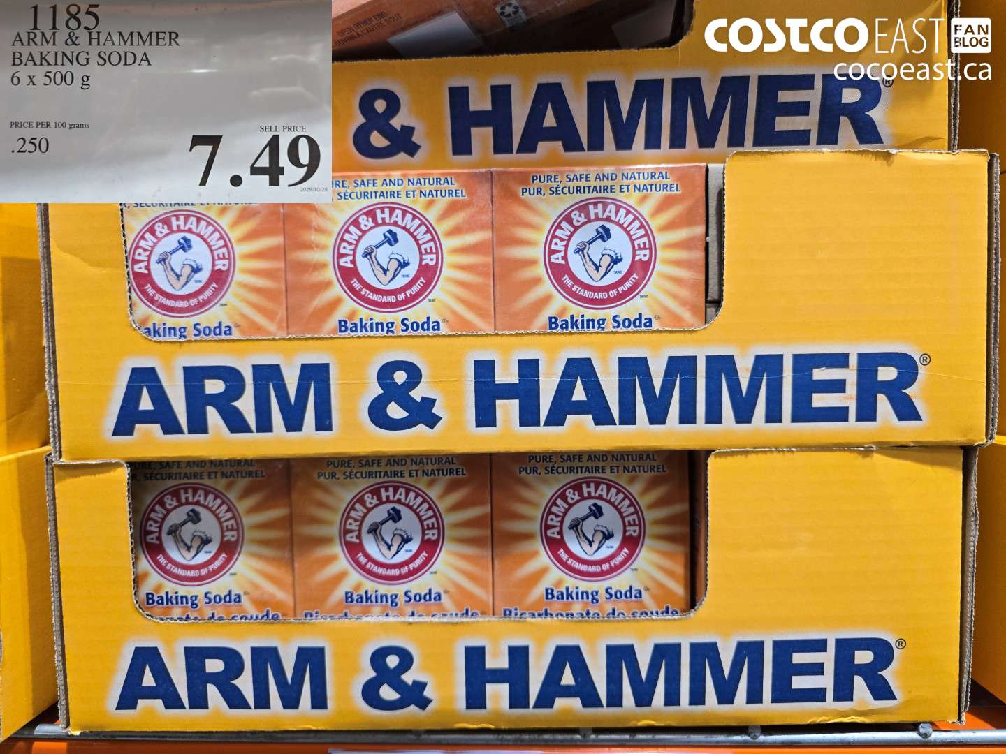 1185 ARM & HAMMER BAKING SODA 6 X 500 G $7.49
