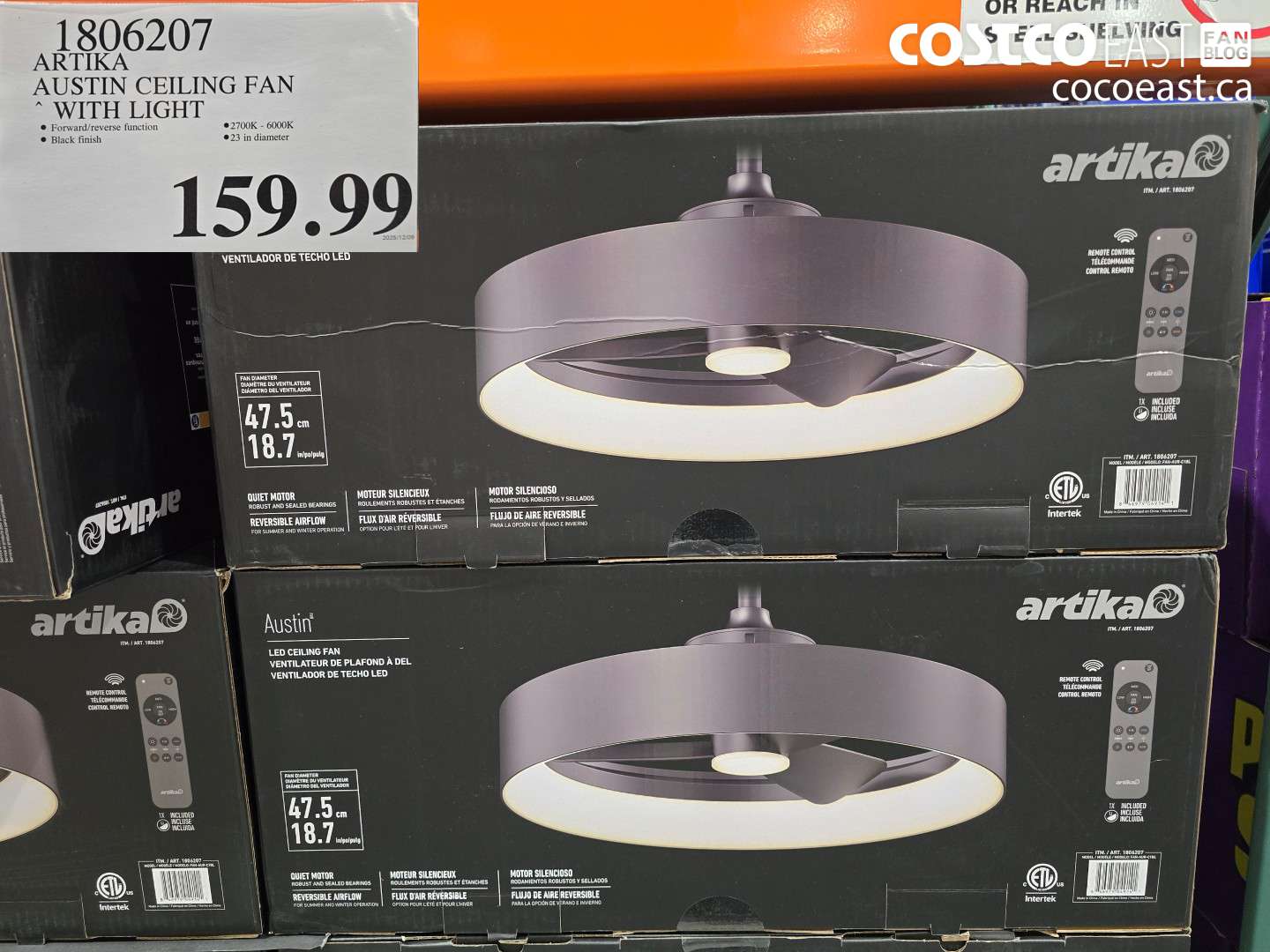 1806207 ARTIKA AUSTIN CEILING FAN ~ WITH LIGHT $159.99