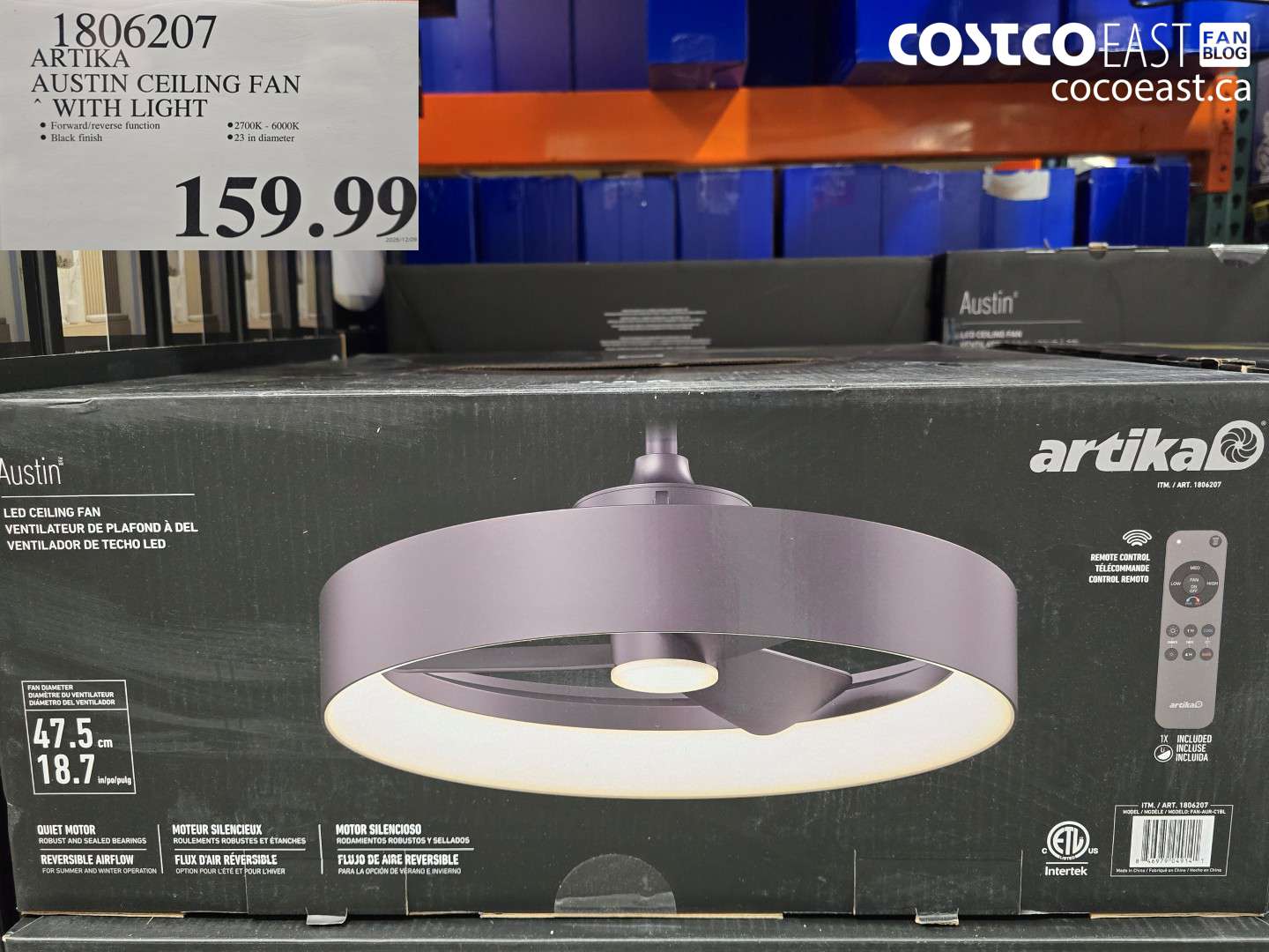 1806207 ARTIKA AUSTIN CEILING FAN ~ WITH LIGHT $159.99