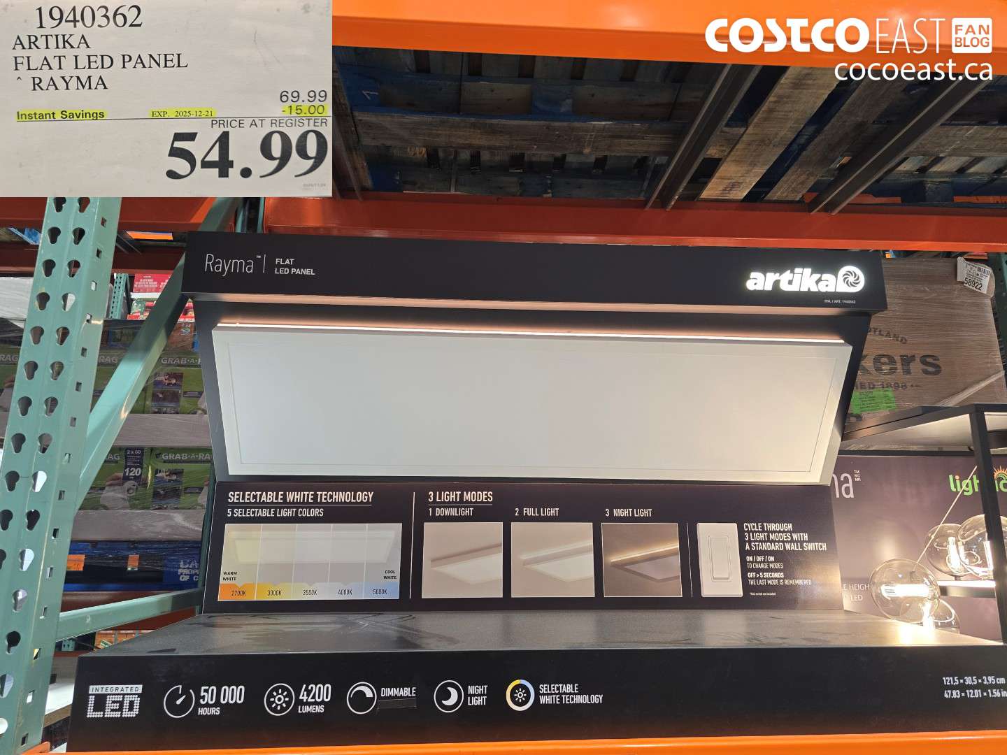 1940362 ARTIKA FLAT LED PANEL ~ RAYMA ($15.00 INSTANT SAVINGS EXPIRES ON 2025-12-21) $54.99