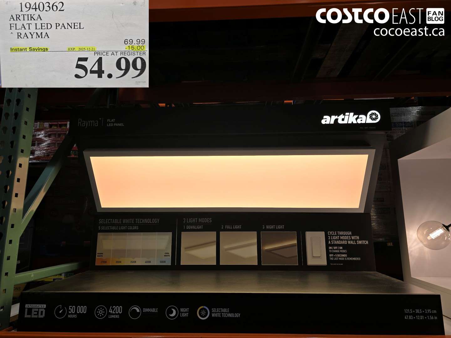 1940362 ARTIKA FLAT LED PANEL ~ RAYMA ($15.00 INSTANT SAVINGS EXPIRES ON 2025-12-21) $54.99