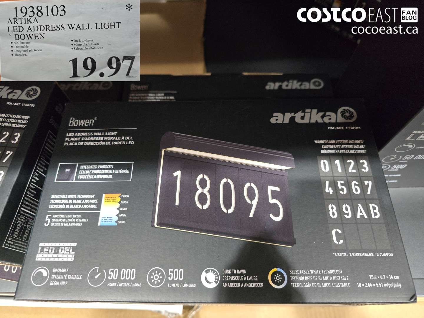 1938103 ARTIKA LED ADDRESS WALL LIGHT BOWEN $19.97