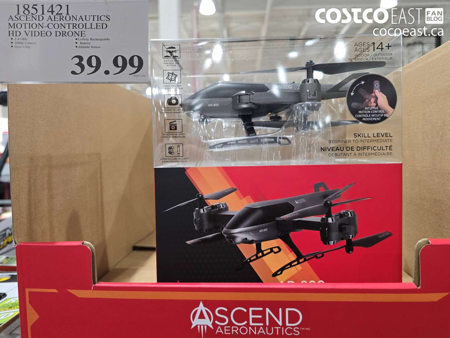 1851421 ASCEND AERONAUTICS MOTION-CONTROLLED HD VIDEO DRONE $39.99