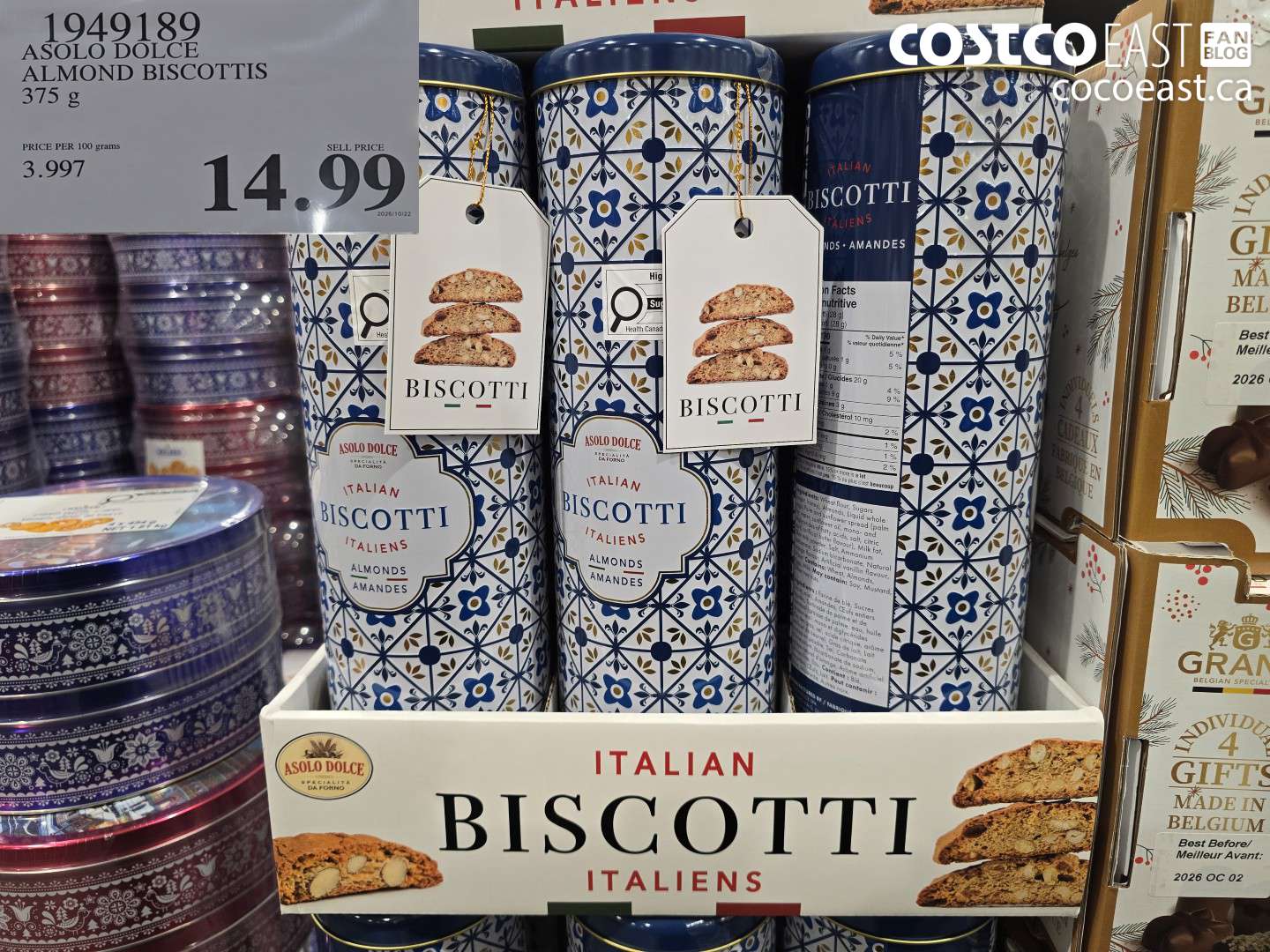 1949189 ASOLO DOLCE ALMOND BISCOTTIS 375 G $14.99