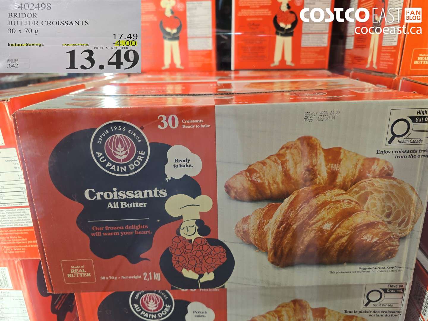 402498 AU PAIN DORE BUTTER CROISSANTS 30 X 70 G ($4.00 INSTANT SAVINGS EXPIRES ON 2025-12-28) $13.49