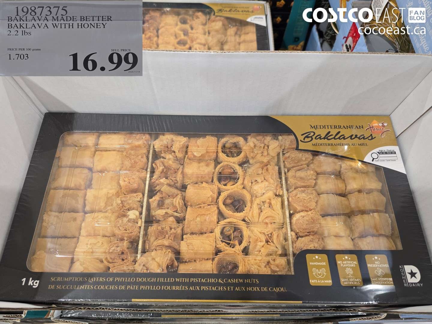 1987375 BAKLAVA MADE BETTER BAKLAVA WITH HONEY 2.2 Lbs $16.99