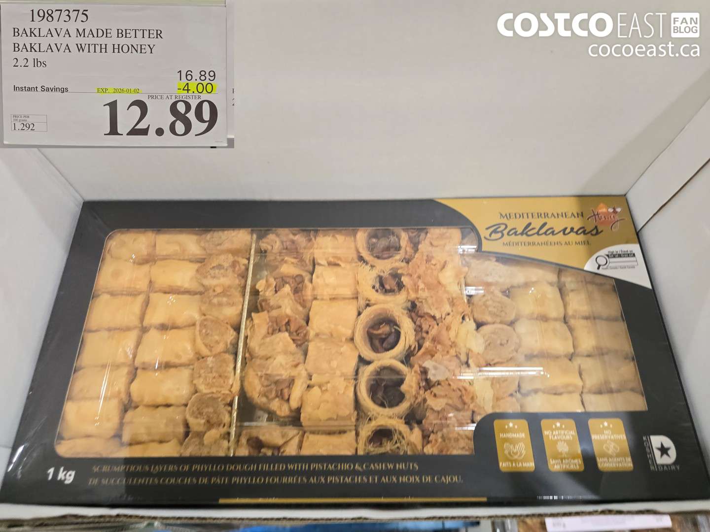 1987375 BAKLAVA MADE BETTER BAKLAVA WITH HONEY 2.2 Lbs ($4.00 INSTANT SAVINGS EXPIRES ON 2026-01-02) $12.89
