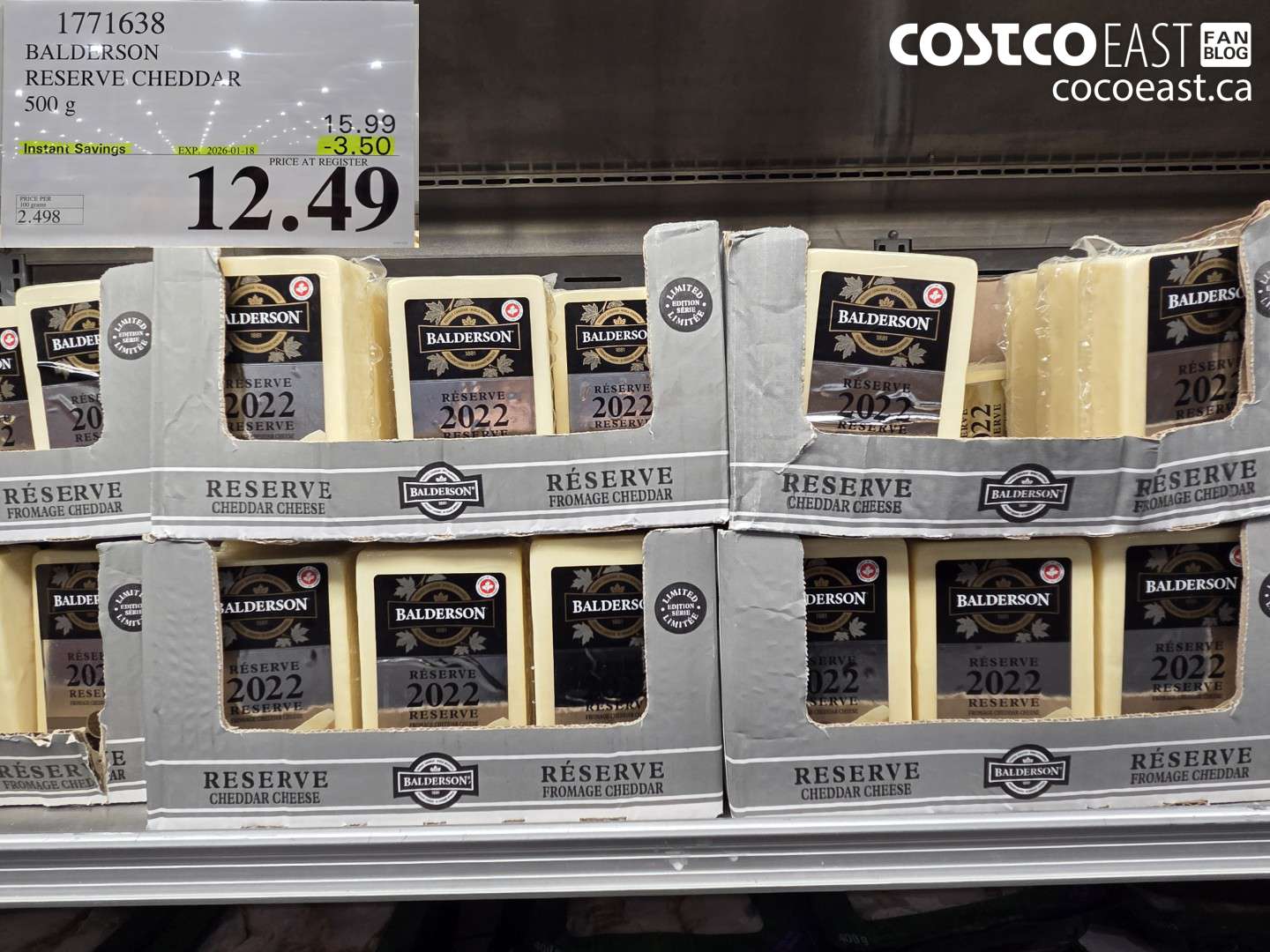 1771638 BALDERSON RESERVE CHEDDAR 500 G ($3.50 INSTANT SAVINGS EXPIRES ON 2026-01-18) $12.49